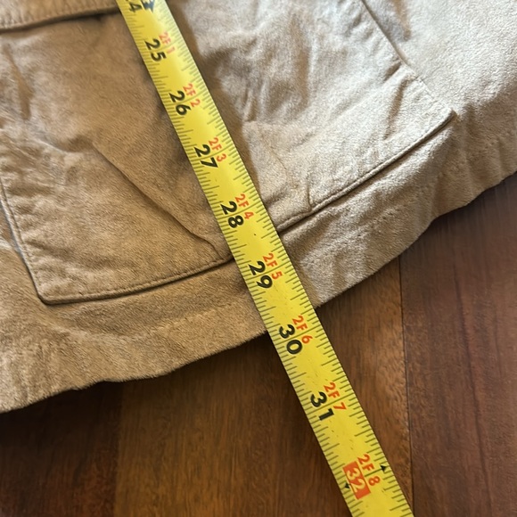 VTG Maus & Hoffman Tan Faux Suede Leather Safari Button Down Mens Shirt Size L - Picture 9 of 11